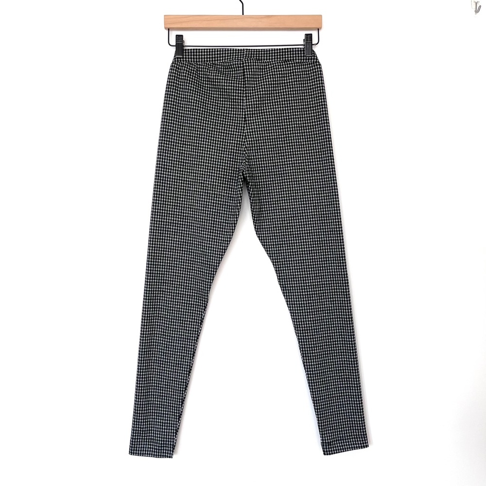 Black & White Gingham Check Print Leggings - Picture 2 of 7